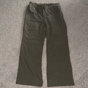 Wide Leg Drawstring Pants in Olive Green
